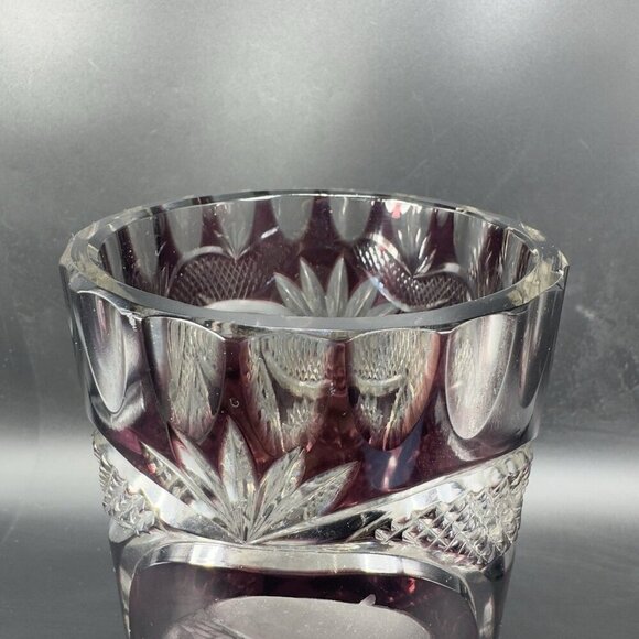 Vintage Amethyst Cut To Clear Glass Vase Portrait of Pope John Paul II Heavy VTG - Picture 11 of 16